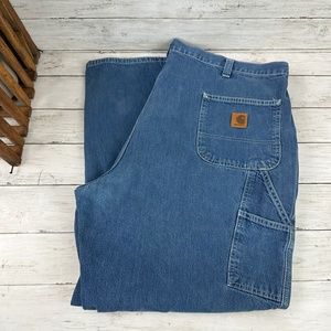 Carhartt Work‎ Jeans Sz 44x30 Dark Blue Jeans 382-83 Dungaree Fit Carpenter worn